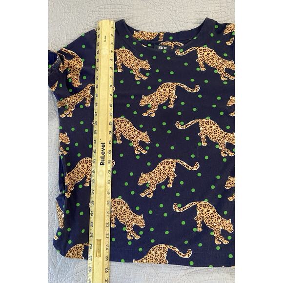 Maeve Sz L Navy Blue Big Cat Leopard Graphic Round Bottom Top-READ - Picture 11 of 11